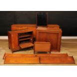 A retro mid-20th century media cabinet; sideboard; side cabinet; wall shelves; Canterbury; mirror (