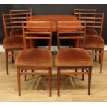 Mid-century Design - a set of six retro afromosia dining chairs, by Meredew Furniture, 84.5cm