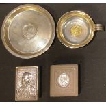 South Africa - an Edwardian silver dish, set with an 1896 South African two shilling coin,