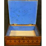 A Victorian Tunbridge ware and rosewood rectangular work box, c.1870