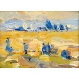 Anthony Skyse (contemporary) Impressionist Coastal View inscribed to verso, oil on board, 8cm x 11cm