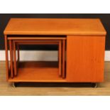 Mid-century Design - a retro McIntosh Tristor teak coffee table, hinged top above a graduated pair