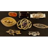 Jewellery - Victorian brooches, various (8)