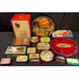 Advertising - tins, including Art Deco Lyons' Gala Night; two Oxo Zoo House tins; Boots, toffees,