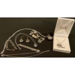 Jewellery - a silver charm bracelet, earrings, pendants, etc