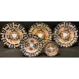 A set of three Royal Crown Derby 2451 Traditional Imari pattern dinner plates, 27cm diameter,