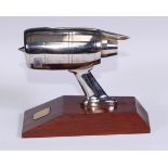 Aeronautica - a chrome desk model, of a Rolls Royce RB211 aeroplane engine, removable propellor,