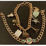 A Victorian charm bracelet; a turquoise set bracelet (2)