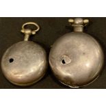 A silver verge pocket watch case and dial, London 1809; another, London 1773 (2)