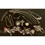 Jewellery - a collection of silver bracelets, earrings, pendants, etc