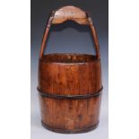 A 19th century coopered larch well bucket, 62.5cm high, 32cm diameter