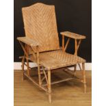 A late 19th century Colonial bamboo campaign or plantation chair, the back adjustable on a