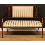 An Edwardian mahogany sofa, 93cm high, 124cm wide, the seat 116cm wide and 46cm deep