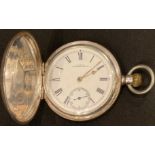 A Waltham silver hunter pocket watch, Birmingham 1891