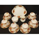 A Royal Albert Old Country Roses pattern tea set for six