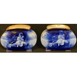 A pair of Royal Doulton Children pattern flattened ovoid vases, transfer printed, number 1023, 9.5cm