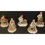 Continental Ceramics - Capodimonte figures, after Meneghetti, Shoemaker, Watchmaker, Blacksmith,