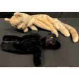 Toys & Juvenalia - a 1940's mohair novelty pyjama case in the form of a Cat, clear and black glass