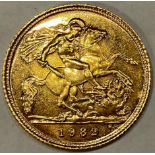 Coin - GB, Elizabeth II gold half sovereign, 1982, boxed