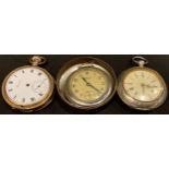 A Prescot hunter pocket watch, a/f; two other pocket watches (3)