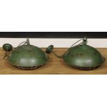 Industrial Salvage & Reclamation style - a pair of factory ceiling lights, 45.5cm diameter (2)