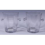 A pair of clear glass Champagne buckets or wine coolers, 22cm high, 18.5cm diameter (2)