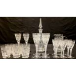 A suite of Stuart drinking glasses, comprising six Champagne glasses, the bowls engraved with