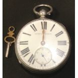 An 1873-4 pocket watch, London, vacant cartouche to verso