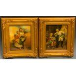 Continental School (19th century) A Pair, Courting Couple oils on copper, 29cm x 16cm