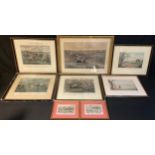 Country Pursuits - eight mixed media engravings and prints, depicting hunting, riding, and shooting,