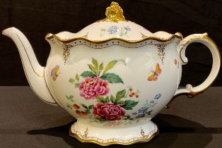 A Royal Crown Derby Derby Days pattern large teapot, printed with butterflies amongst summer
