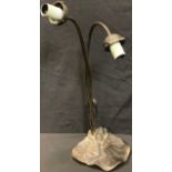 An Art Nouveau style bronzed metal lily pad table lamp