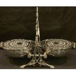 A reproduction 19th century style silver plated circular table top wafer box, approx. 23cm high