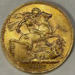 Coin - GB, George V gold sovereign, 1927, Pretoria Mint