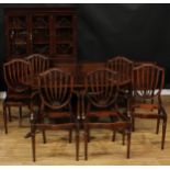 A Strongbow Furniture dining suite, comprising bookcase, 176cm high, 132.5cm wide, 43.5cm deep,