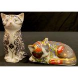 A Royal Crown Derby paperweight, Majestic Kitten, limited edition 89/5,000, gold stopper; another