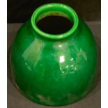 A Chinese beehive green glazed brush pot, 10.5cm high