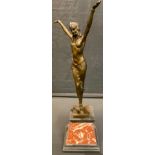 D. H. Chiparus, after, Phoenician Dancer, Art Deco style bronzed figure, marble base, 55.5cm high