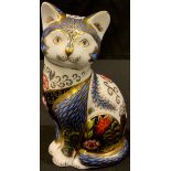 A Royal Crown Derby paperweight, Fireside Cat, Peter Jones exclusive limited edition of 950, gold