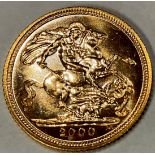 Coin - GB, Elizabeth II gold half sovereign, 2000, boxed