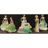 A Royal Doulton figure, Best Wishes, HN3971; others, Flower of Scotland, HN4240; Elyse, HN2474;