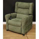 A contemporary electric recliner armchair, 109cm high, 92cm wide, the seat 55cm wide and 52cm deep