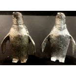 A pair of plated novelty salt and pepper shakers, each modelled as a penguin, 7.5cm high