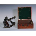 A sextant, inscribed Marshall, London, additional lenses, mahogany fitted case