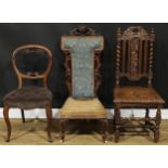 A Victorian mahogany prie-dieu chair, 109cm high, 46cm wide, the seat 42.5cm wide and 38cm deep; a