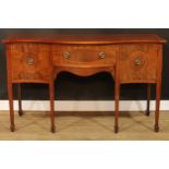 A George III style mahogany serpentine sideboard, 91.5cm high, 152cm wide, 60cm deep