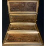 After Henry Alken, a set of four hunting prints, varnished lithographs, laid on canvas, gilt frames,