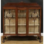 A Chippendale Revival mahogany display cabinet, bow-centre rectangular top with gadrooned edge and