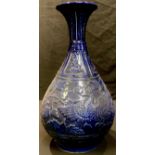 A Chinese export ware stoneware reproduction baluster vase, moulded in relief with mythical Qilin