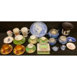 Ceramics - Wedgwood Jasperware three piece tea service, early 20th century; a Wedgwood Jasperware